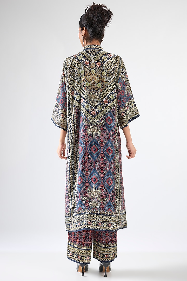 Burgundy Silk & Modal Printed Tunic Set by Rajdeep Ranawat at Pernia's Pop Up Shop