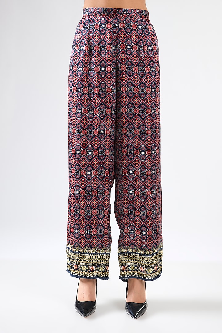 Burgundy Silk & Modal Printed Tunic Set by Rajdeep Ranawat at Pernia's Pop Up Shop