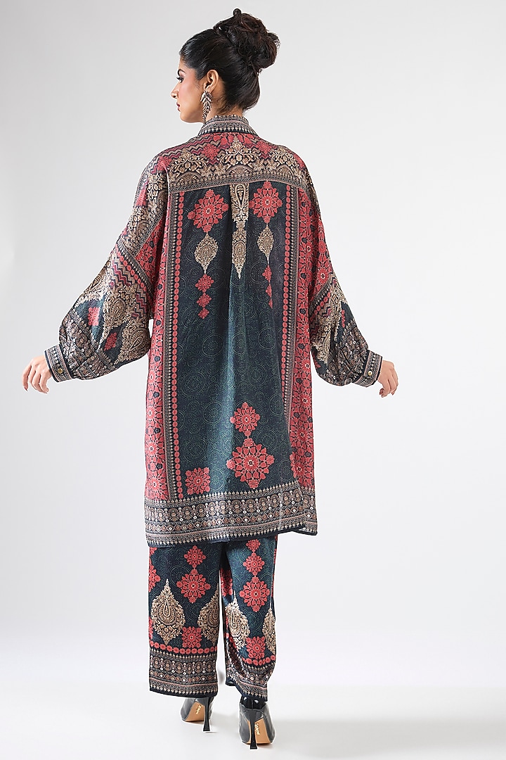 Red & Black Silk Printed Co-Ord Set by Rajdeep Ranawat at Pernia's Pop Up Shop