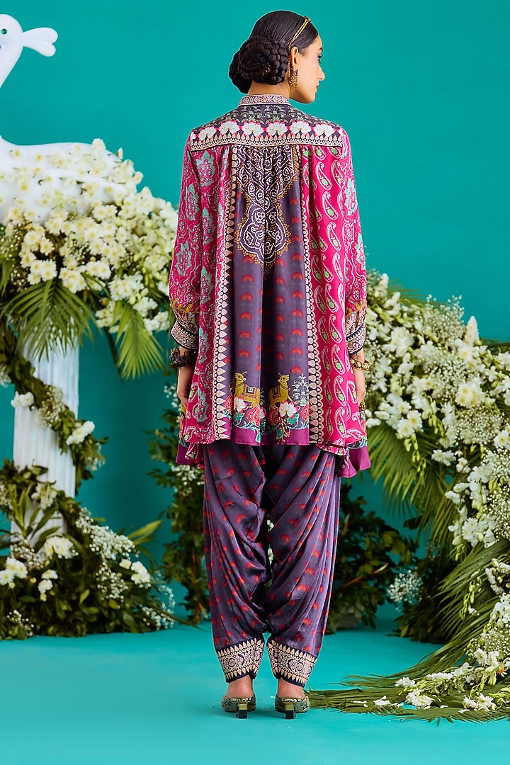 Fuchsia & Burgundy Silk Tunic Set by Rajdeep Ranawat at Pernia's Pop Up Shop