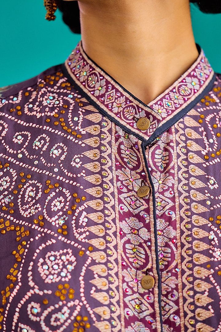 Fuchsia & Burgundy Silk Tunic Set by Rajdeep Ranawat at Pernia's Pop Up Shop