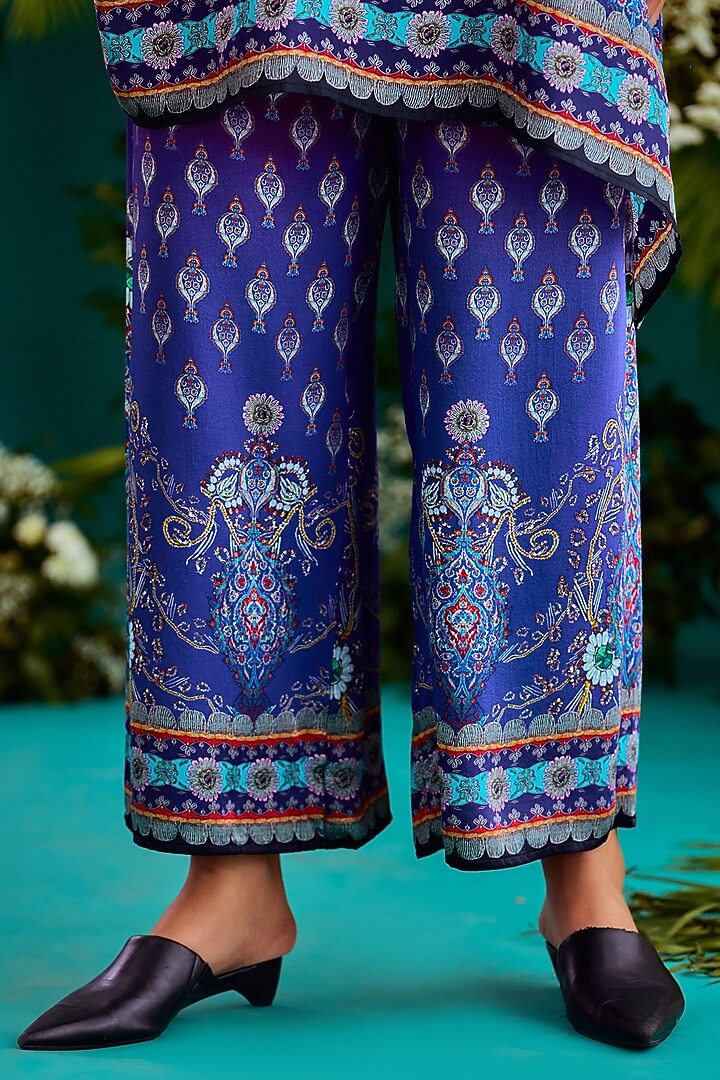 Fuchsia & Purple Silk Printed Tunic Set by Rajdeep Ranawat at Pernia's Pop Up Shop