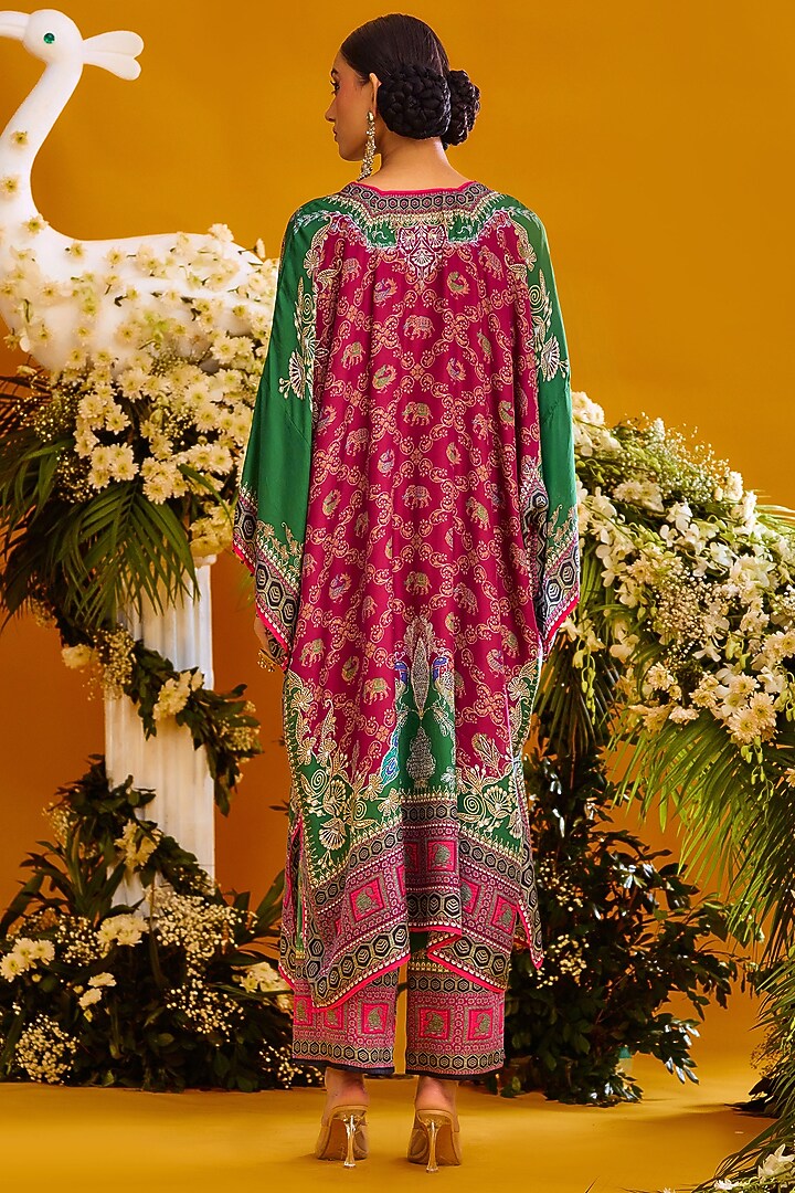Magenta Silk & Modal Satin Kaftan Set by Rajdeep Ranawat at Pernia's Pop Up Shop