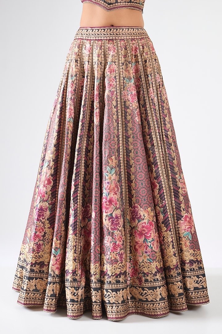 Maroon Brocade Printed Wedding Lehenga Set by Rajdeep Ranawat at Pernia's Pop Up Shop