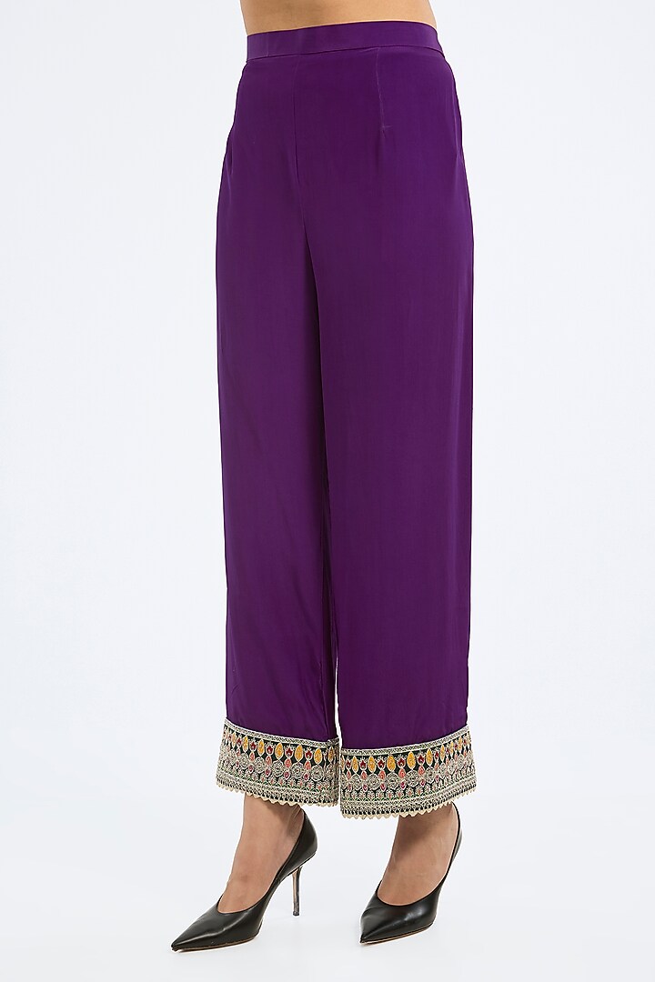 Purple Bemberg Crepe Embroidered Tunic Set by Rajdeep Ranawat at Pernia's Pop Up Shop