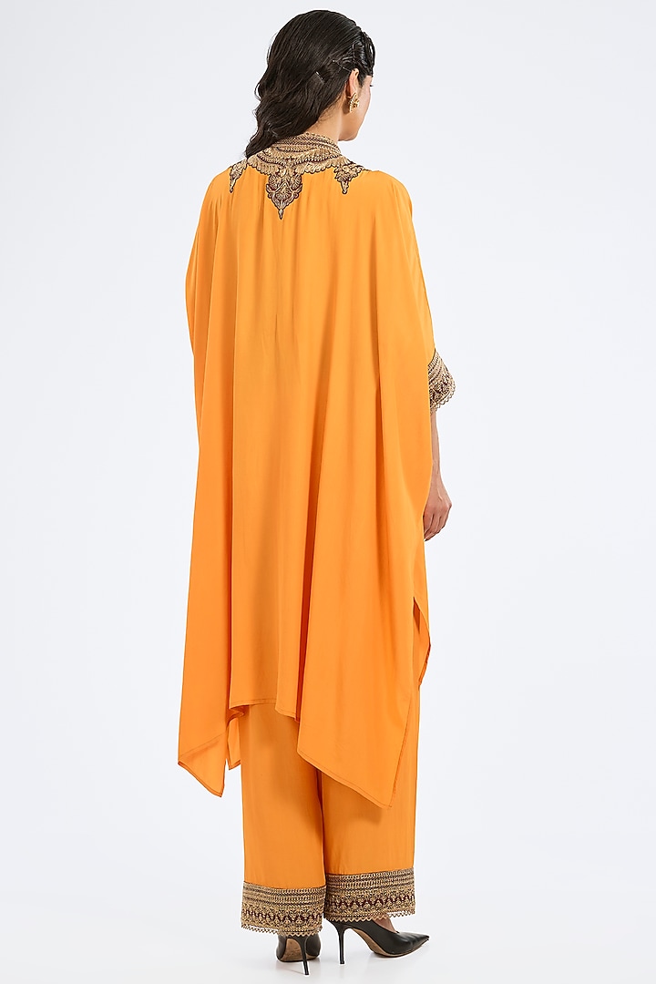 Mustard Bemberg Crepe Embroidered Tunic Set by Rajdeep Ranawat at Pernia's Pop Up Shop