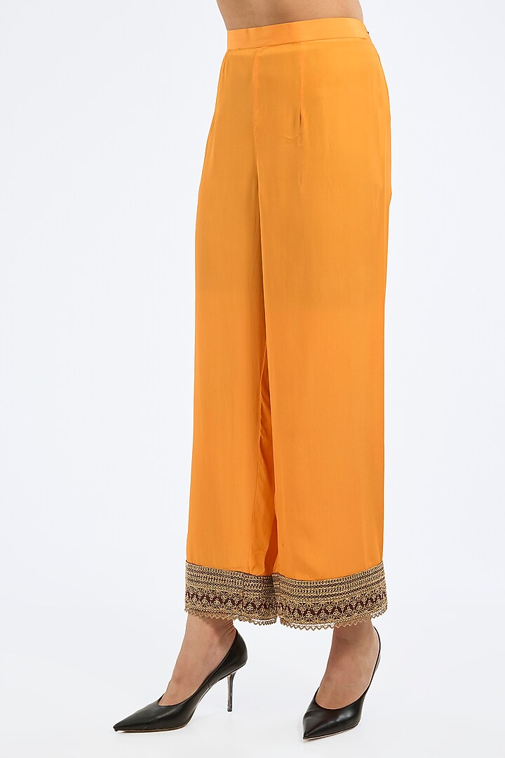 Mustard Bemberg Crepe Embroidered Tunic Set by Rajdeep Ranawat at Pernia's Pop Up Shop