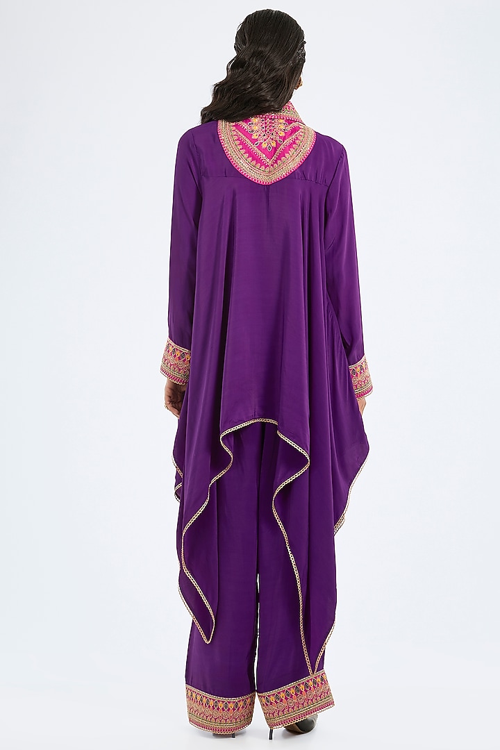 Purple Bemberg Crepe Embroidered Co-Ord Set by Rajdeep Ranawat at Pernia's Pop Up Shop