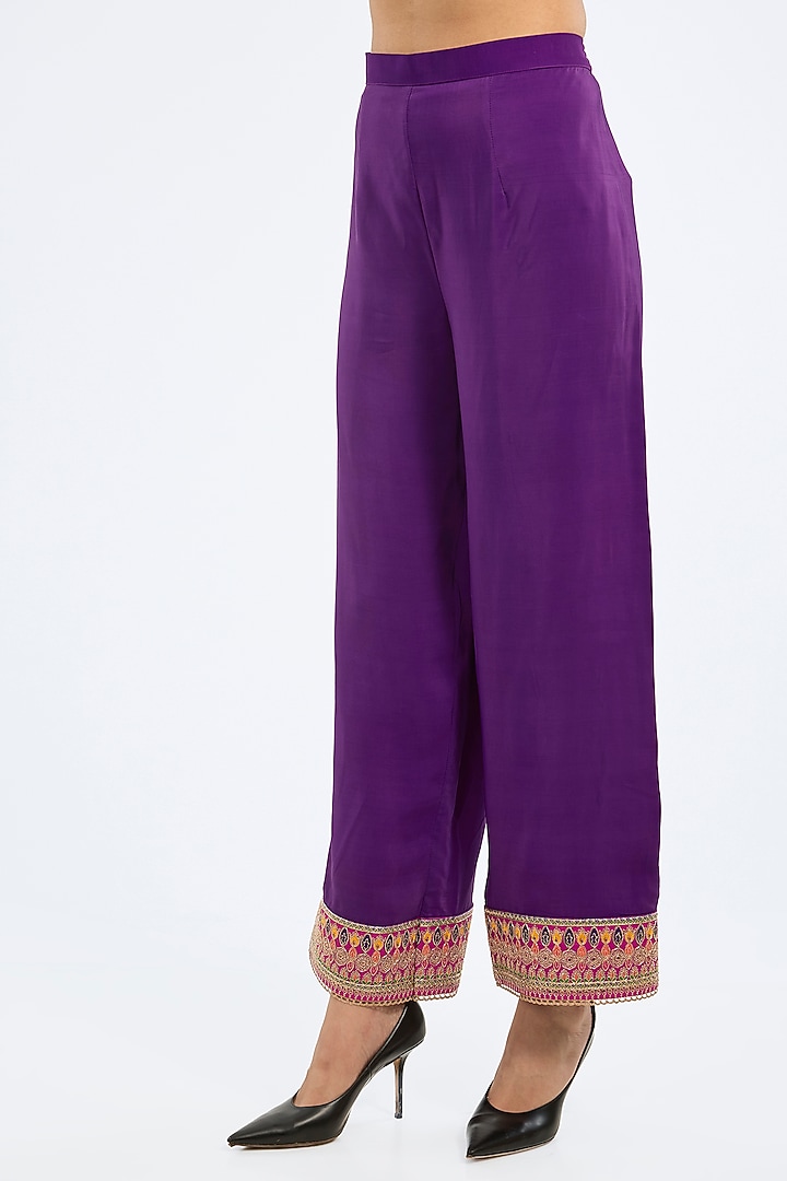 Purple Bemberg Crepe Embroidered Co-Ord Set by Rajdeep Ranawat at Pernia's Pop Up Shop