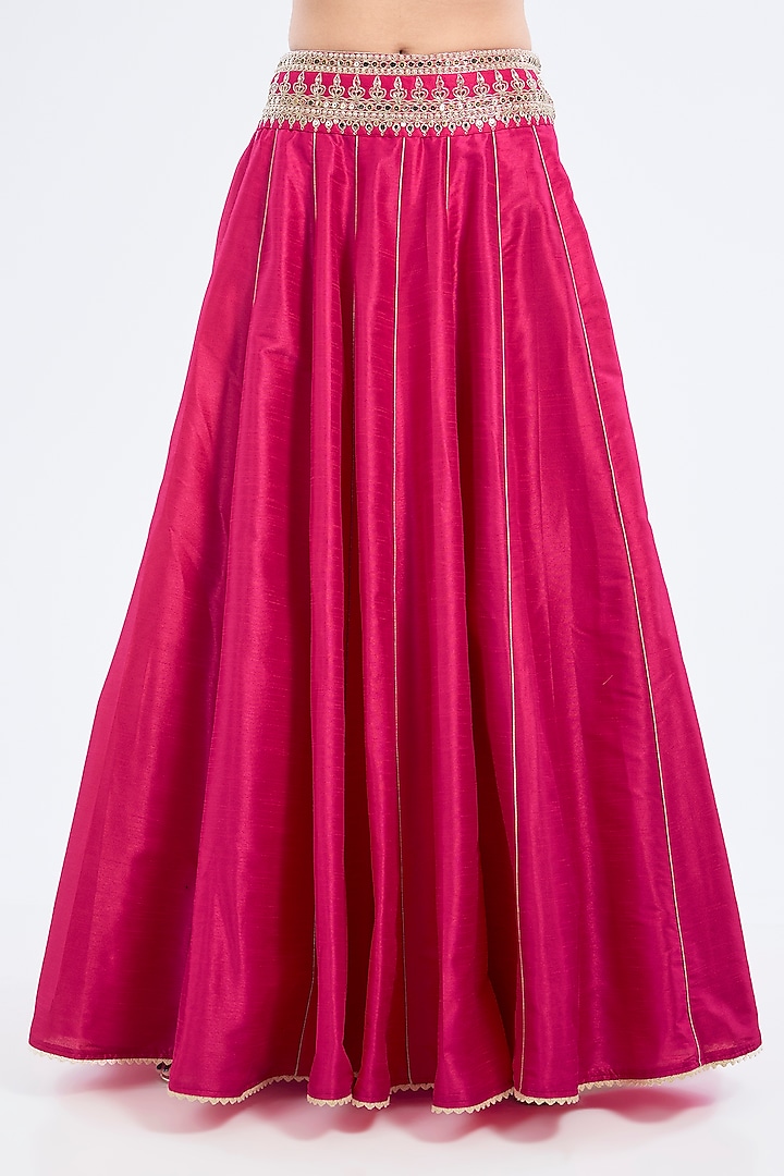 Fuchsia Poly Dupion Embroidered Wedding Lehenga Set by Rajdeep Ranawat at Pernia's Pop Up Shop