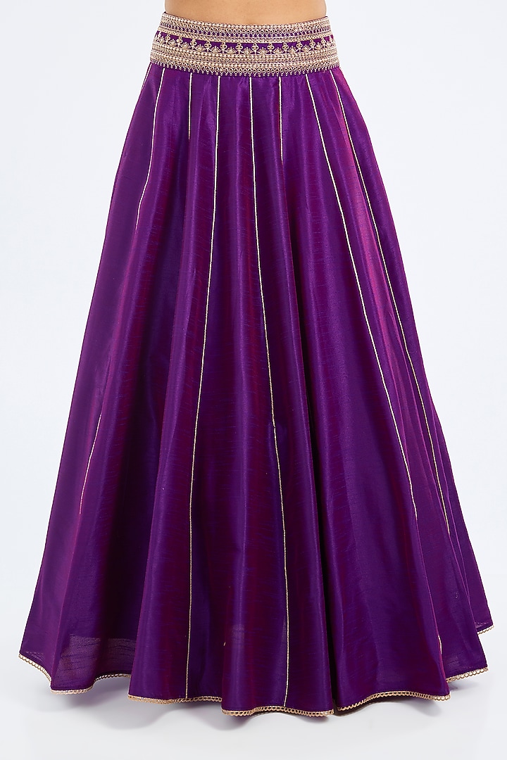 Purple Poly Dupion Embroidered Wedding Lehenga Set by Rajdeep Ranawat at Pernia's Pop Up Shop