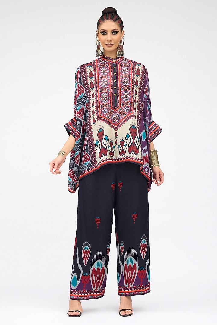Multi-Colored Silk Band Collared Tunic by Rajdeep Ranawat at Pernia's Pop Up Shop