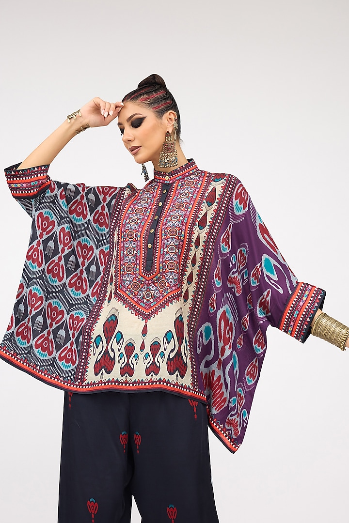 Multi-Colored Silk Band Collared Tunic by Rajdeep Ranawat at Pernia's Pop Up Shop