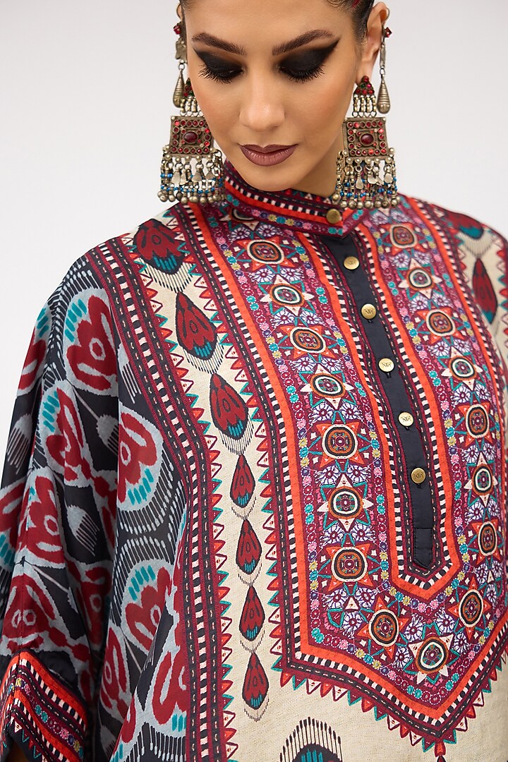 Multi-Colored Silk Band Collared Tunic by Rajdeep Ranawat at Pernia's Pop Up Shop