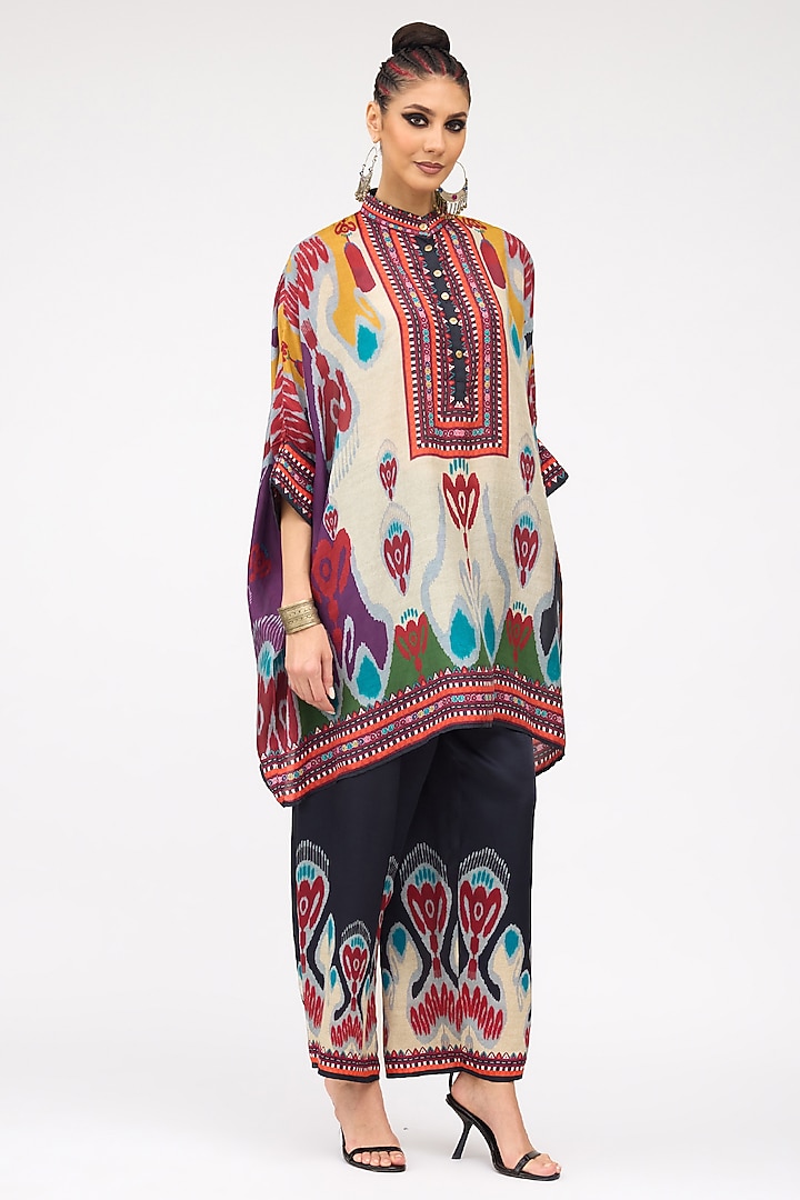 Multi-Colored Silk Band Collared Tunic by Rajdeep Ranawat at Pernia's Pop Up Shop