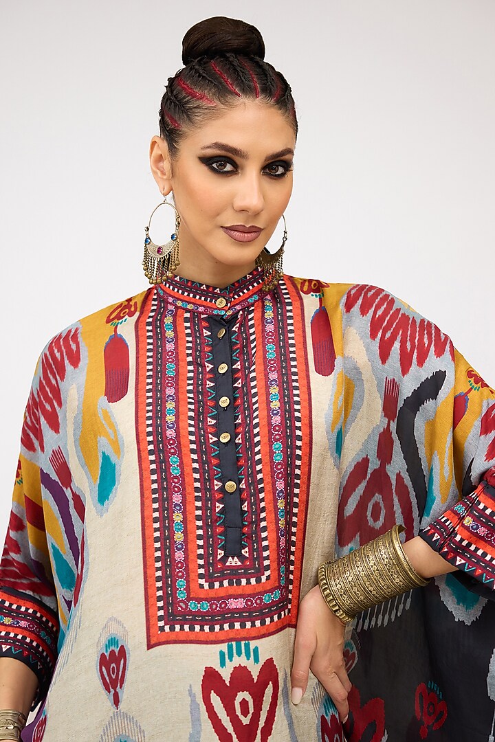 Multi-Colored Silk Band Collared Tunic by Rajdeep Ranawat at Pernia's Pop Up Shop