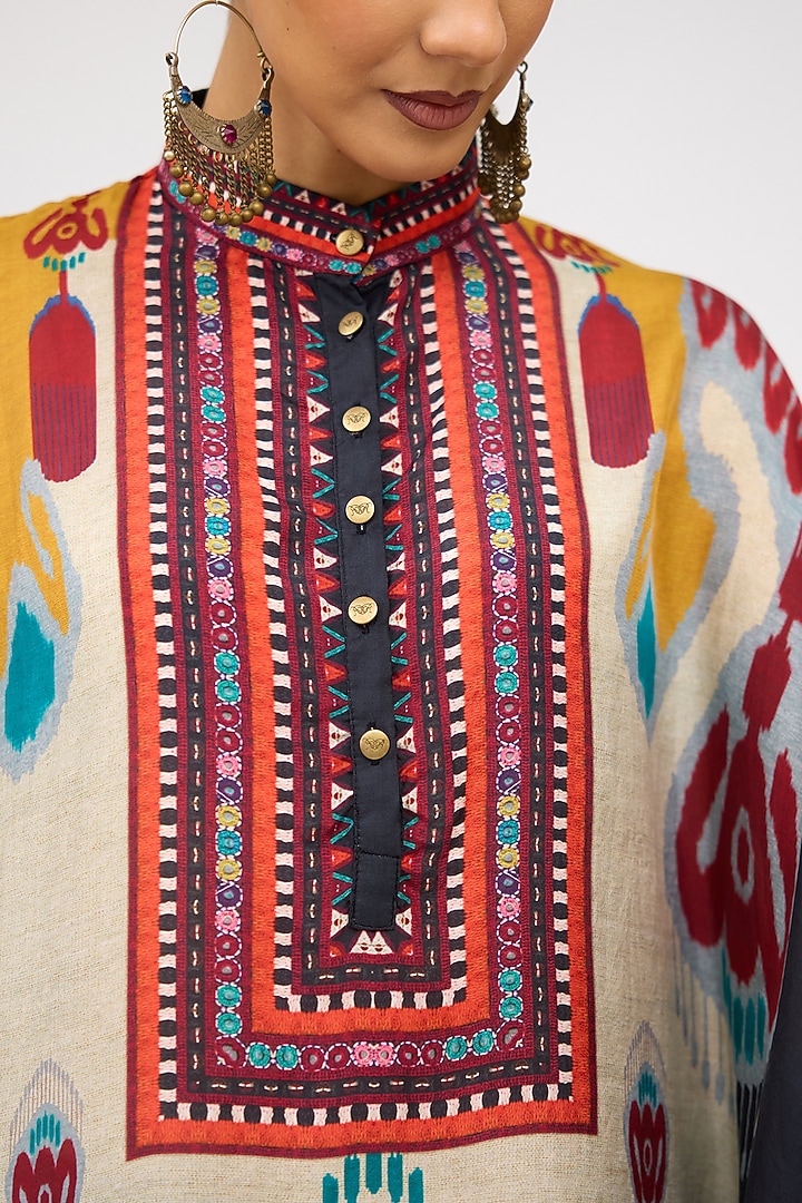 Multi-Colored Silk Band Collared Tunic by Rajdeep Ranawat at Pernia's Pop Up Shop