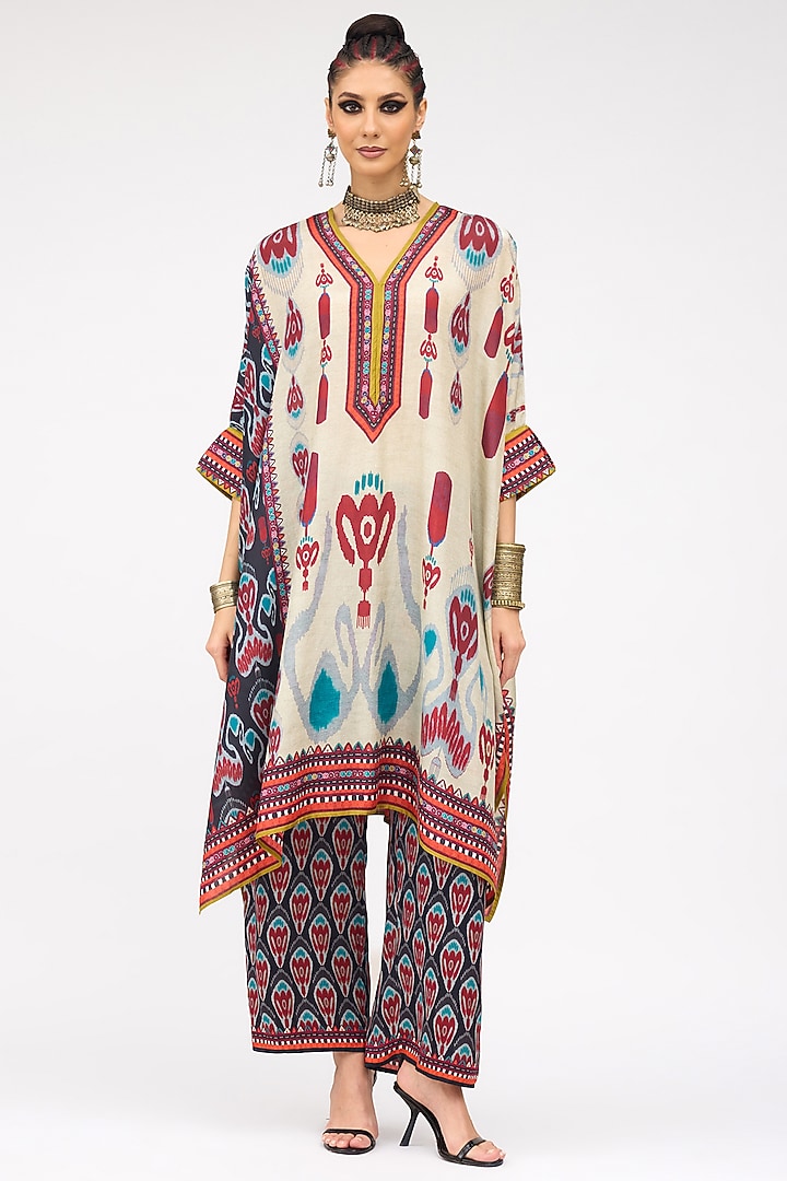 Multi-Colored Silk Band Collared Tunic by Rajdeep Ranawat at Pernia's Pop Up Shop