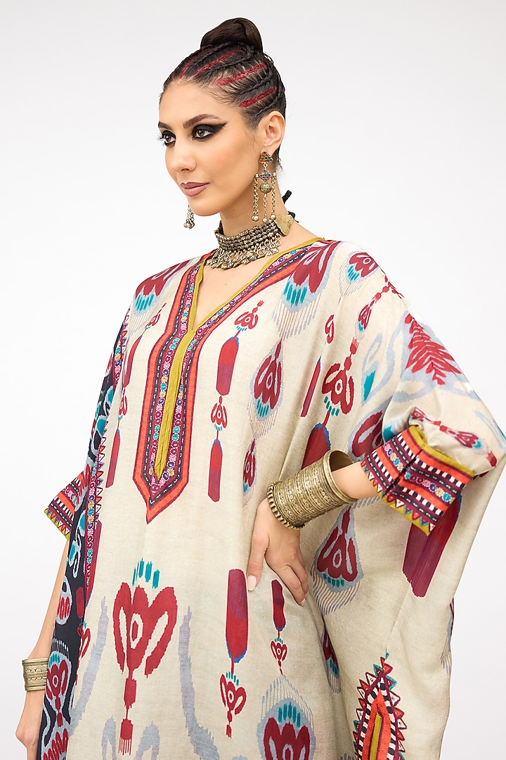 Multi-Colored Silk Band Collared Tunic by Rajdeep Ranawat at Pernia's Pop Up Shop