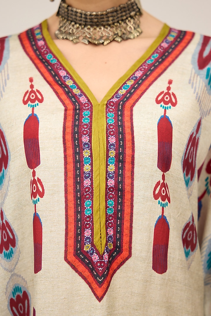 Multi-Colored Silk Band Collared Tunic by Rajdeep Ranawat at Pernia's Pop Up Shop