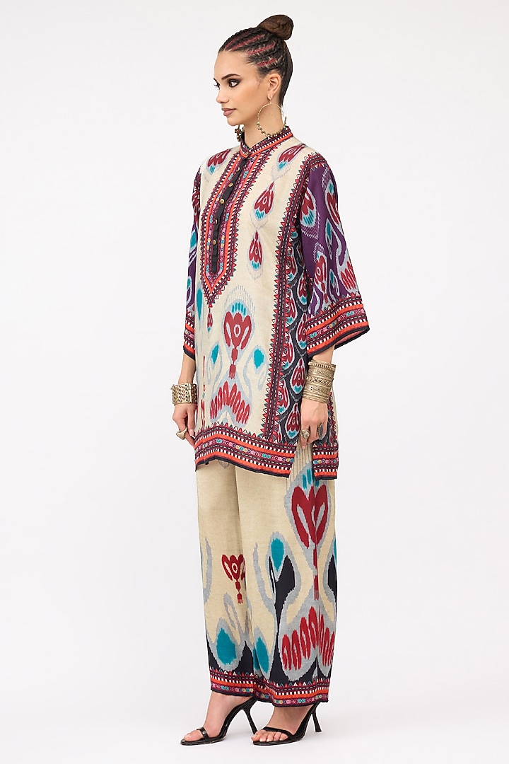 Multi-Colored Silk Front Panel Tunic by Rajdeep Ranawat at Pernia's Pop Up Shop