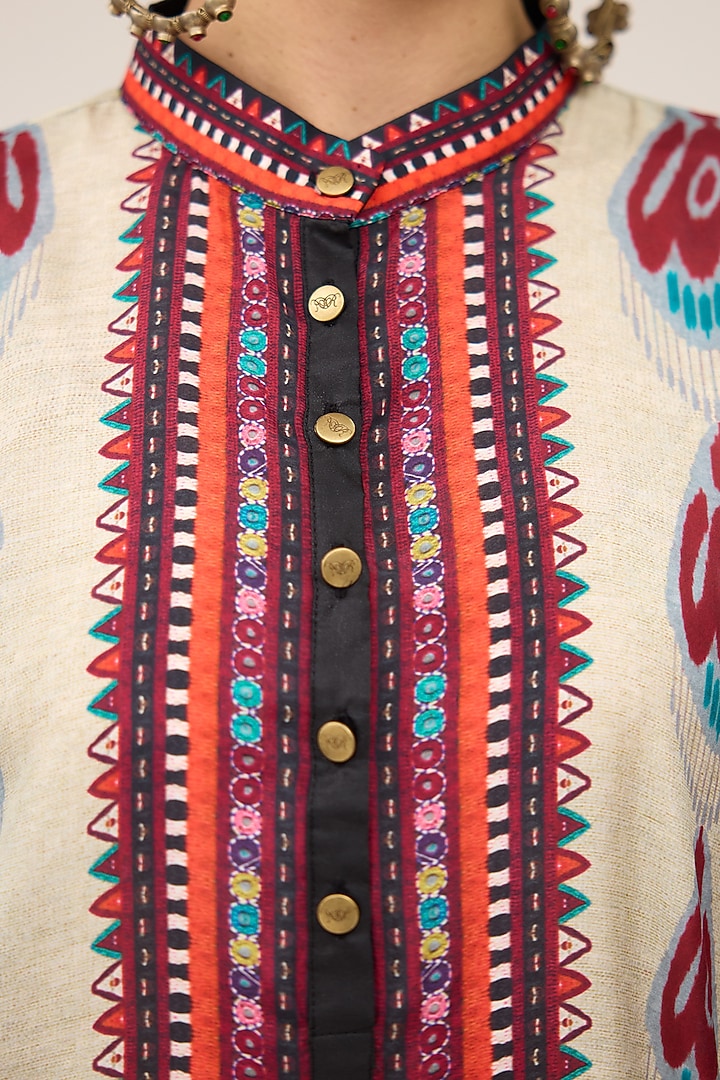 Multi-Colored Silk Front Panel Tunic by Rajdeep Ranawat at Pernia's Pop Up Shop