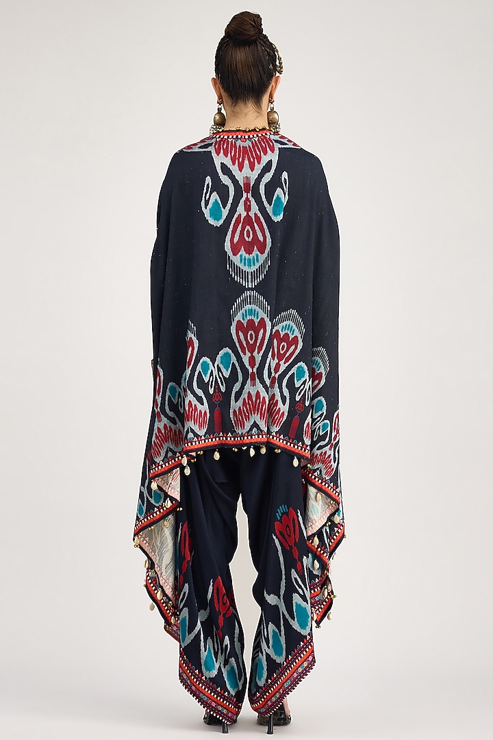 Black Modal Satin Printed Pants by Rajdeep Ranawat at Pernia's Pop Up Shop