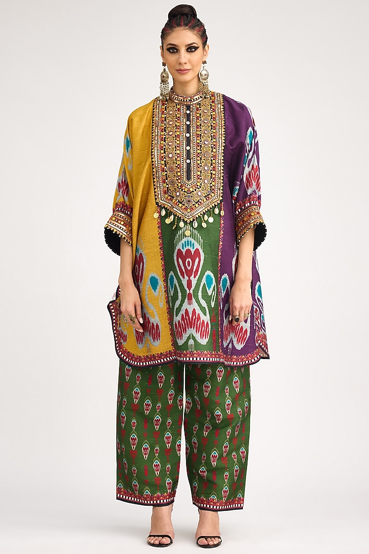 Multi-Colored Silk Dupion Embroidered Tunic by Rajdeep Ranawat at Pernia's Pop Up Shop