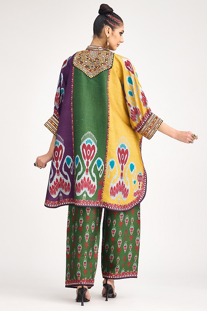 Multi-Colored Silk Dupion Embroidered Tunic by Rajdeep Ranawat at Pernia's Pop Up Shop