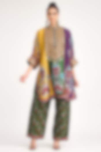 Multi-Colored Silk Dupion Printed Pants by Rajdeep Ranawat at Pernia's Pop Up Shop