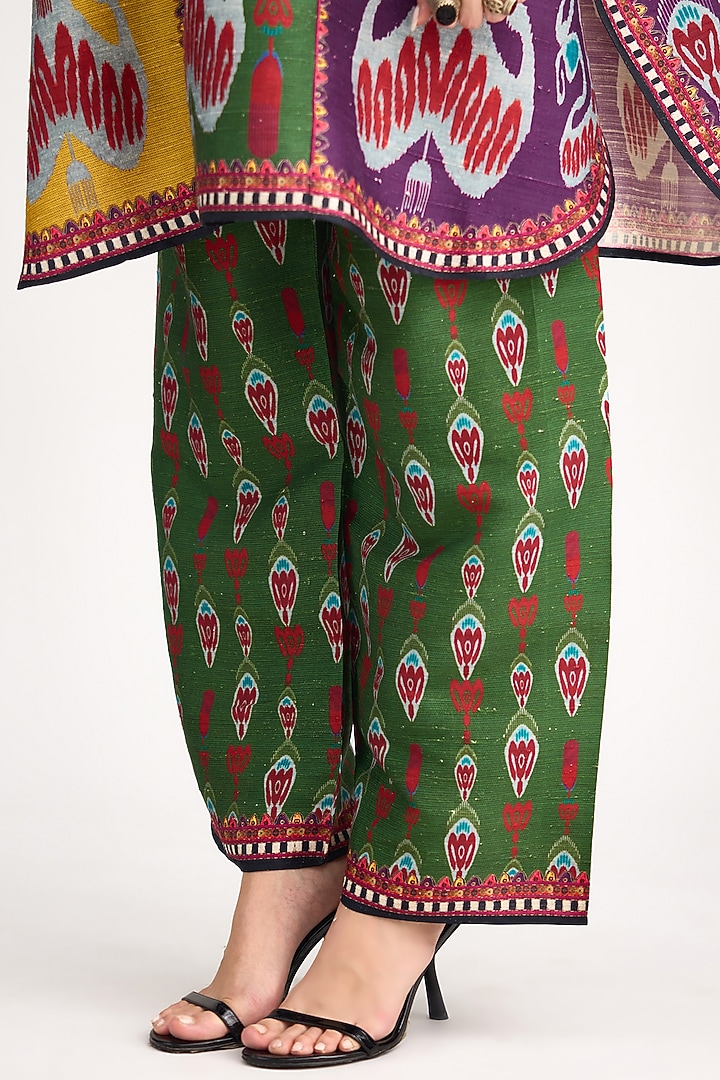 Multi-Colored Silk Dupion Printed Pants by Rajdeep Ranawat at Pernia's Pop Up Shop