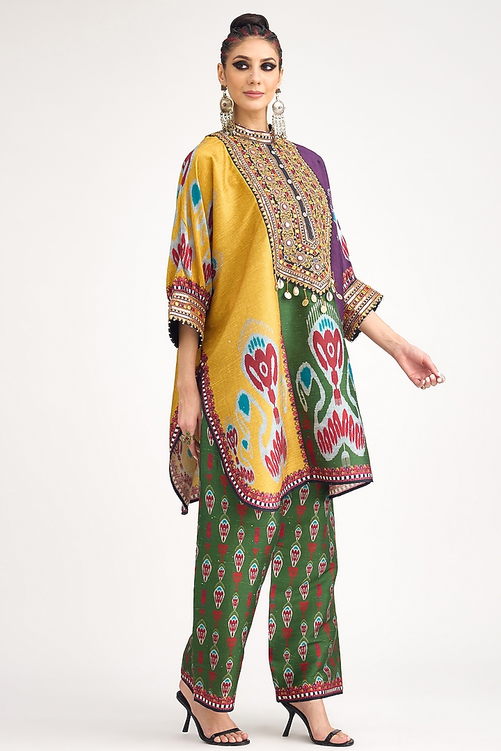 Multi-Colored Silk Dupion Printed Pants by Rajdeep Ranawat at Pernia's Pop Up Shop