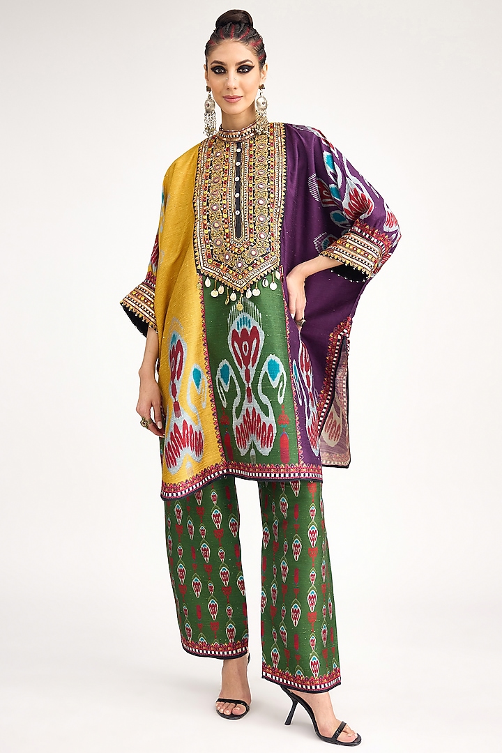 Multi-Colored Silk Dupion Printed Pants by Rajdeep Ranawat at Pernia's Pop Up Shop