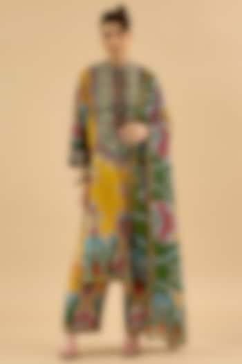 Multi-Colored Silk Dupion Printed Kurta Set by Rajdeep Ranawat at Pernia's Pop Up Shop