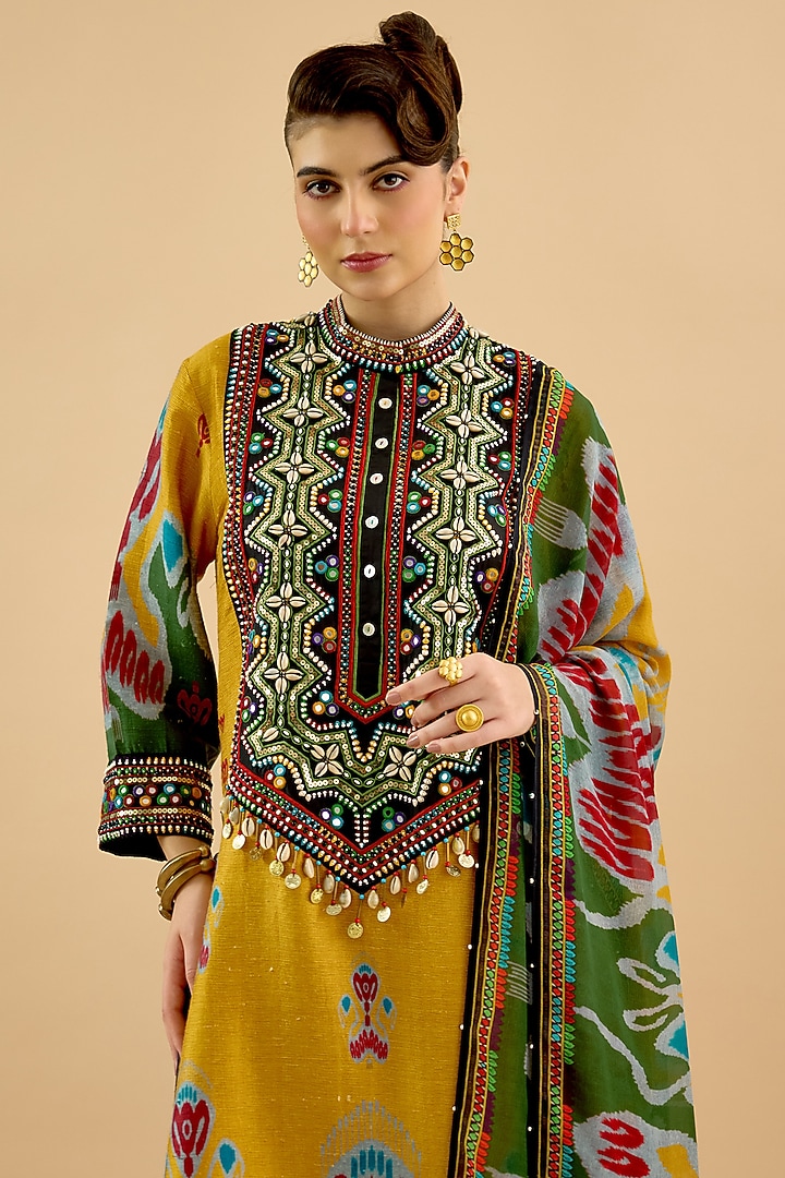Multi-Colored Silk Dupion Printed Kurta Set by Rajdeep Ranawat at Pernia's Pop Up Shop