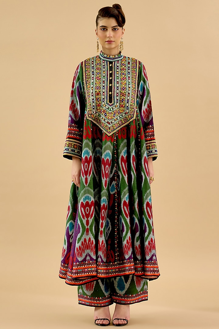 Multi-Colored Silk Dupion Embroidered Kurta Set by Rajdeep Ranawat at Pernia's Pop Up Shop