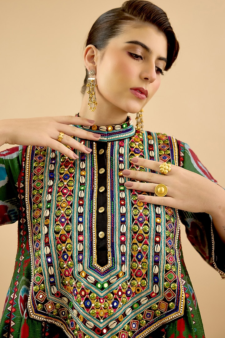 Multi-Colored Silk Dupion Embroidered Kurta Set by Rajdeep Ranawat at Pernia's Pop Up Shop