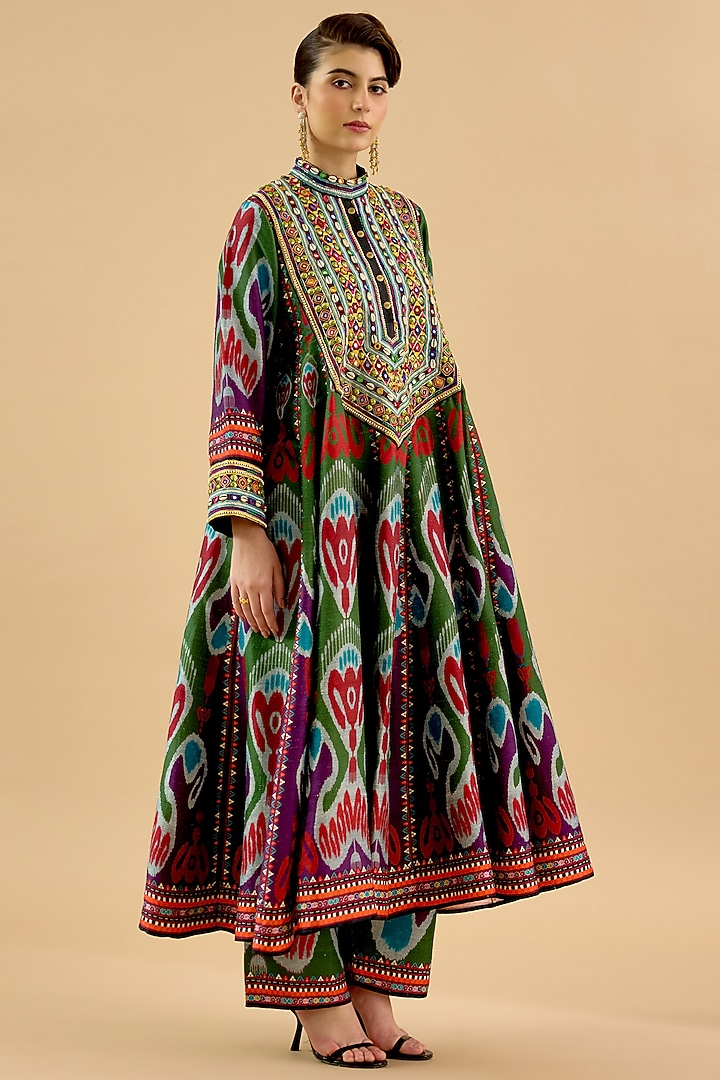 Multi-Colored Silk Dupion Embroidered Kurta Set by Rajdeep Ranawat at Pernia's Pop Up Shop