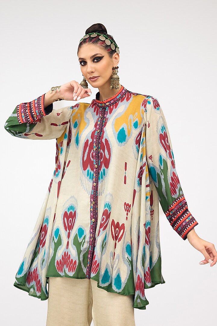 Multi-Colored Silk Swing Back Tunic by Rajdeep Ranawat at Pernia's Pop Up Shop