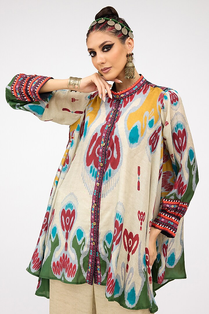 Multi-Colored Silk Swing Back Tunic by Rajdeep Ranawat at Pernia's Pop Up Shop