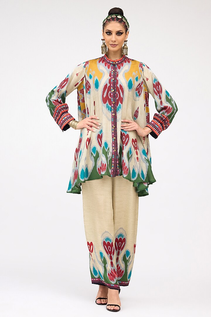 Multi-Colored Modal Satin Printed Pant by Rajdeep Ranawat at Pernia's Pop Up Shop