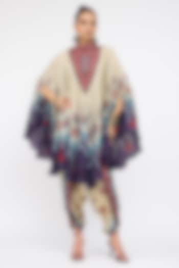 Multi-Colored Silk Printed Draped Circular Vacation Dress by Rajdeep Ranawat at Pernia's Pop Up Shop