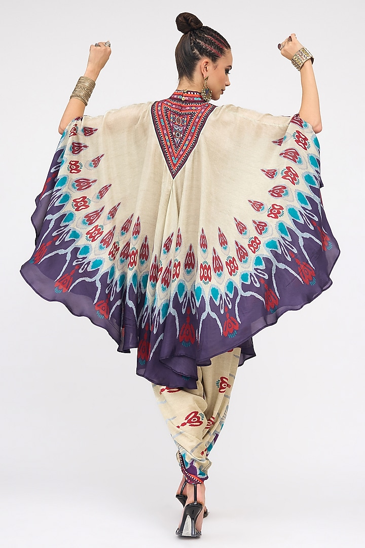 Multi-Colored Silk Printed Draped Circular Vacation Dress by Rajdeep Ranawat at Pernia's Pop Up Shop