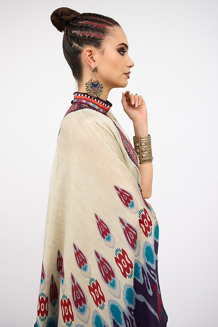Multi-Colored Silk Printed Draped Circular Vacation Dress by Rajdeep Ranawat at Pernia's Pop Up Shop