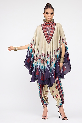 Multi-Colored Modal Satin Printed Dhoti Pant by Rajdeep Ranawat