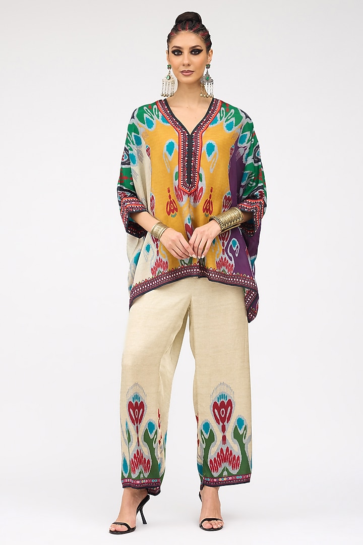 Multi-Colored Silk Band Collared Tunic by Rajdeep Ranawat at Pernia's Pop Up Shop