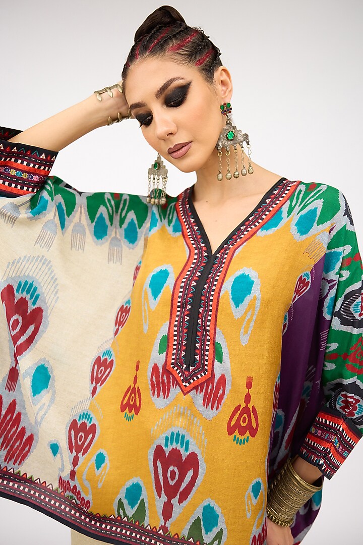 Multi-Colored Silk Band Collared Tunic by Rajdeep Ranawat at Pernia's Pop Up Shop