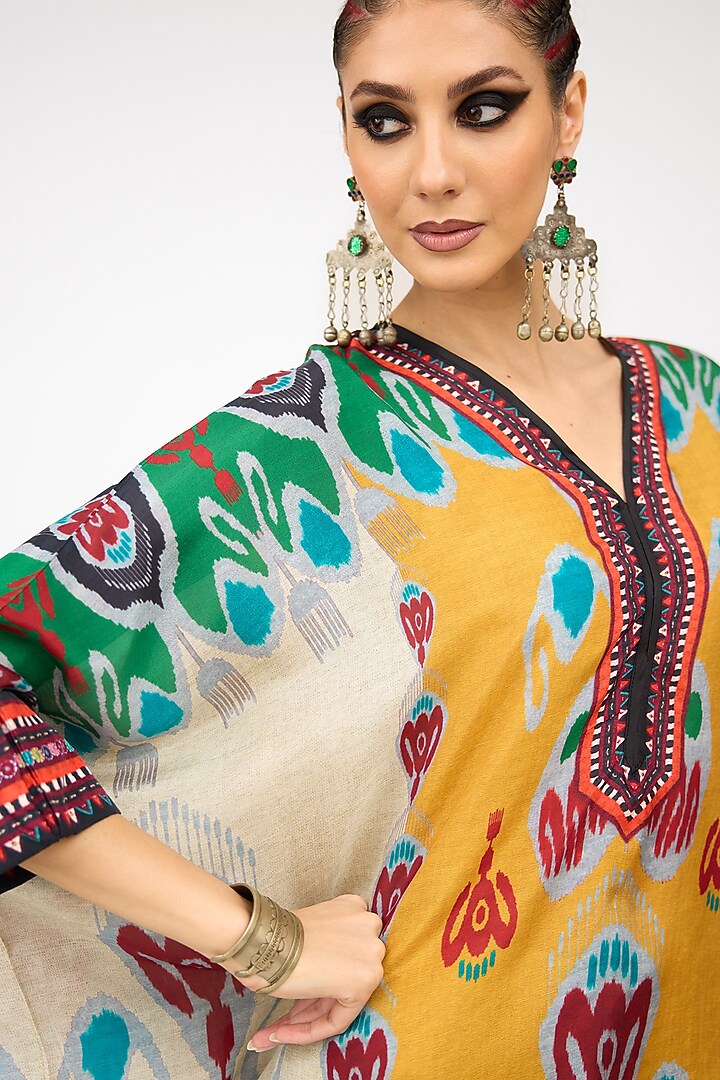 Multi-Colored Silk Band Collared Tunic by Rajdeep Ranawat at Pernia's Pop Up Shop