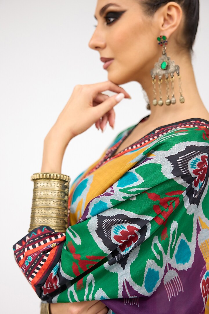 Multi-Colored Silk Band Collared Tunic by Rajdeep Ranawat at Pernia's Pop Up Shop