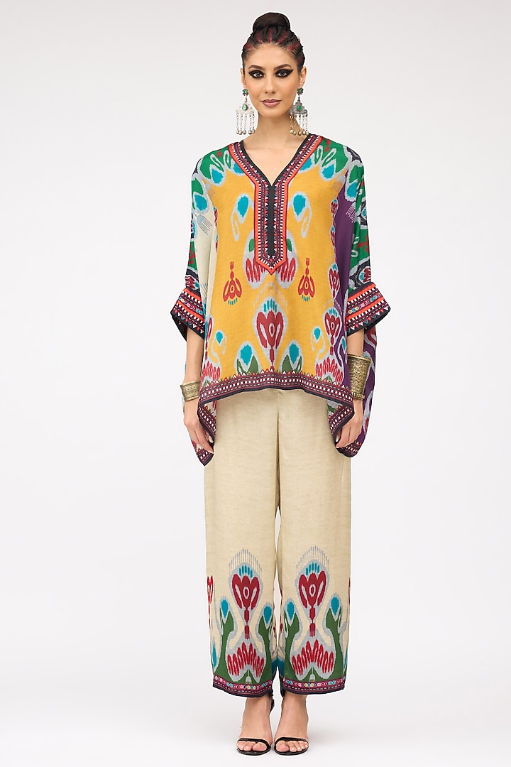 Multi-Colored Modal Satin Printed Pant by Rajdeep Ranawat at Pernia's Pop Up Shop